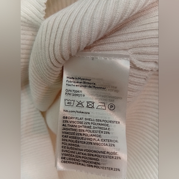 Cream Ribbed Square Neck Sweater - Picture 3 of 6